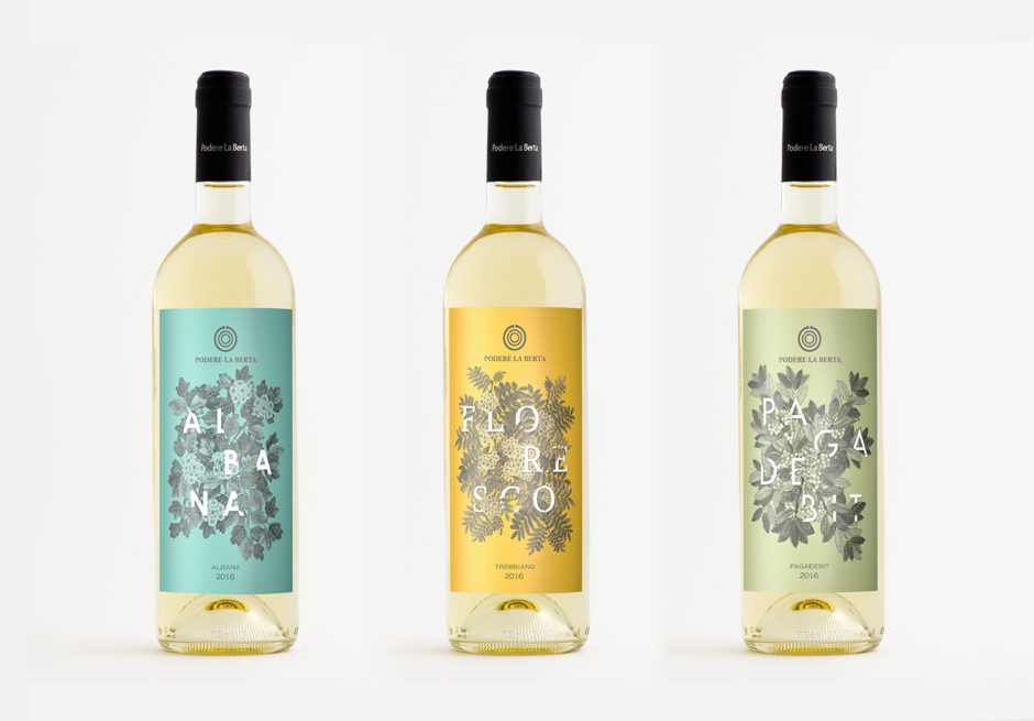 Podere la Berta labelling design linea vini bianchi